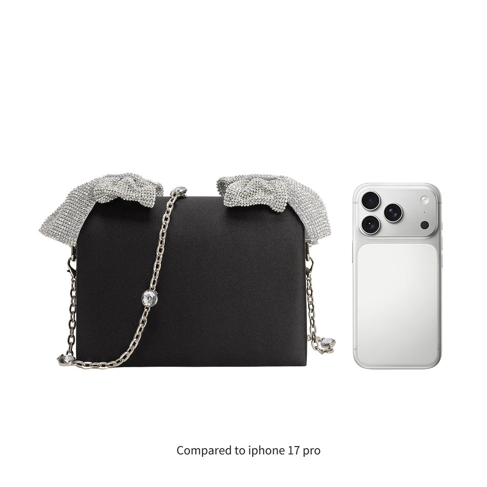 Melie Bianco Yuri Champagne Rhinestone Bows Crossbody Bag