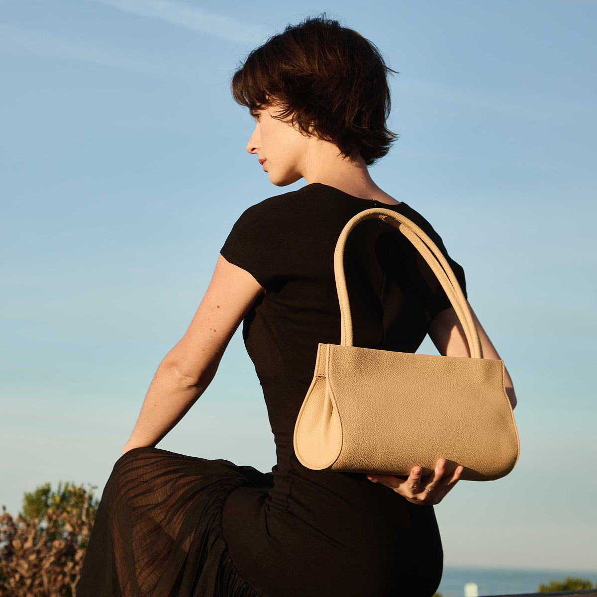 Melie Bianco Bone Ryleigh Recycled Vegan Leather Shoulder Bag