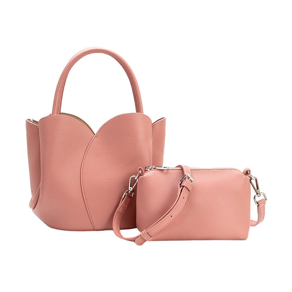 Melie Bianco Rose Tulip Recycled Vegan Leather Crossbody Top Handle Bag