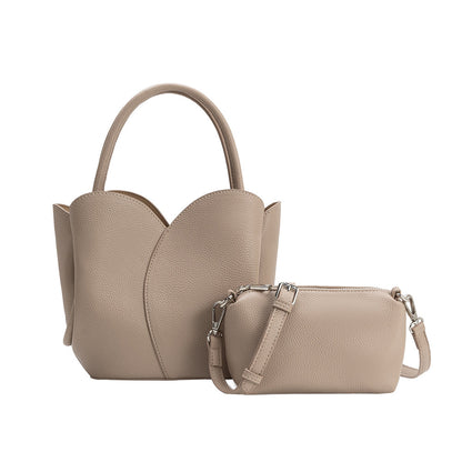 Melie Bianco Mushroom Tulip Recycled Vegan Leather Crossbody Top Handle Bag