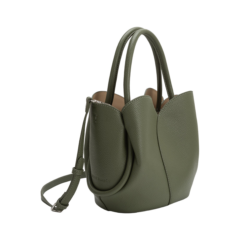 Melie Bianco Moss Tulip Recycled Vegan Leather Crossbody Top Handle Bag
