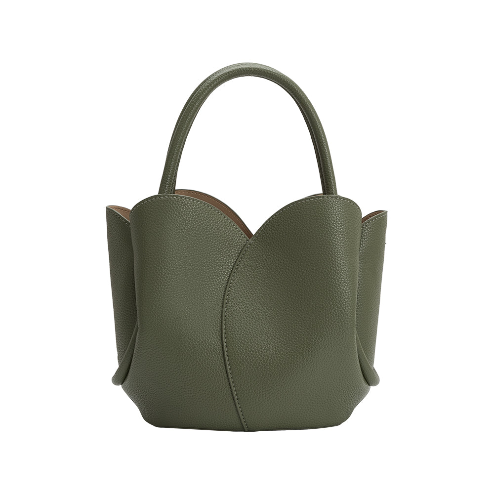 Melie Bianco Moss Tulip Recycled Vegan Leather Crossbody Top Handle Bag