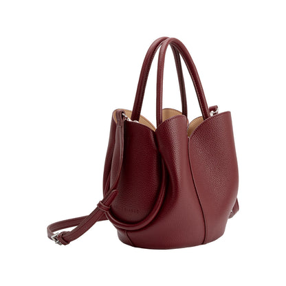 Melie Bianco Burgundy Tulip Recycled Vegan Leather Crossbody Top Handle Bag