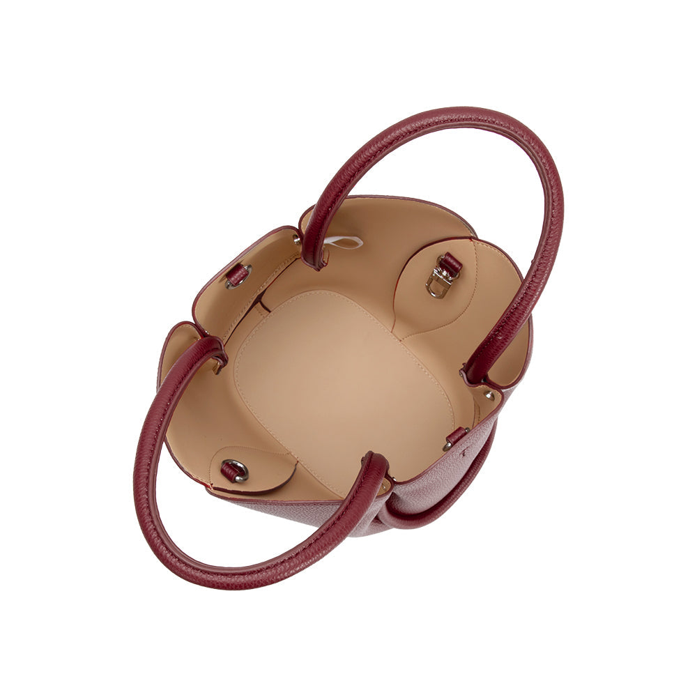 Melie Bianco Burgundy Tulip Recycled Vegan Leather Crossbody Top Handle Bag