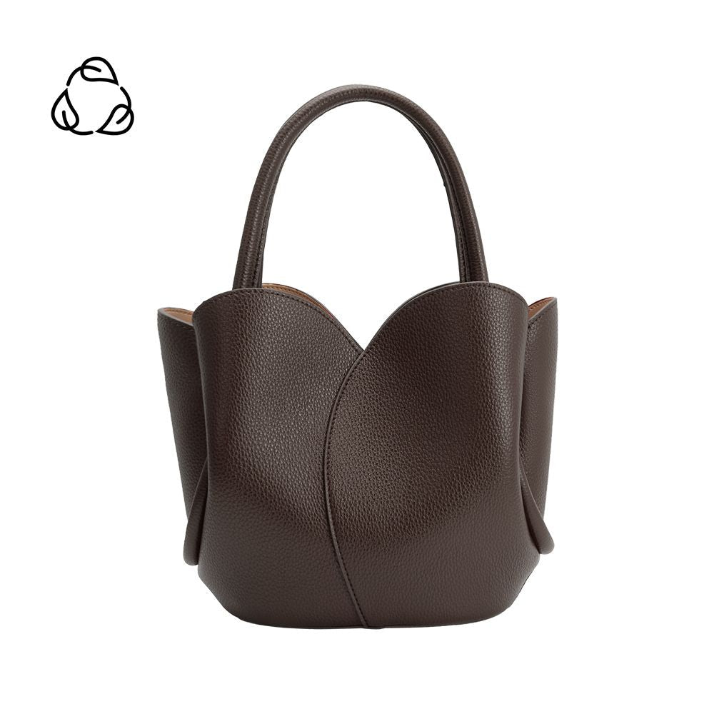 Melie Bianco Chocolate Tulip Recycled Vegan Leather Crossbody Top Handle Bag