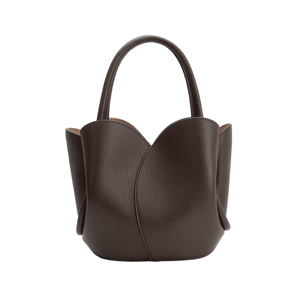 Melie Bianco Chocolate Tulip Recycled Vegan Leather Crossbody Top Handle Bag