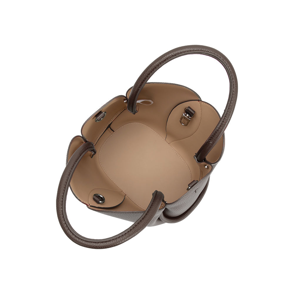 Melie Bianco Chocolate Tulip Recycled Vegan Leather Crossbody Top Handle Bag