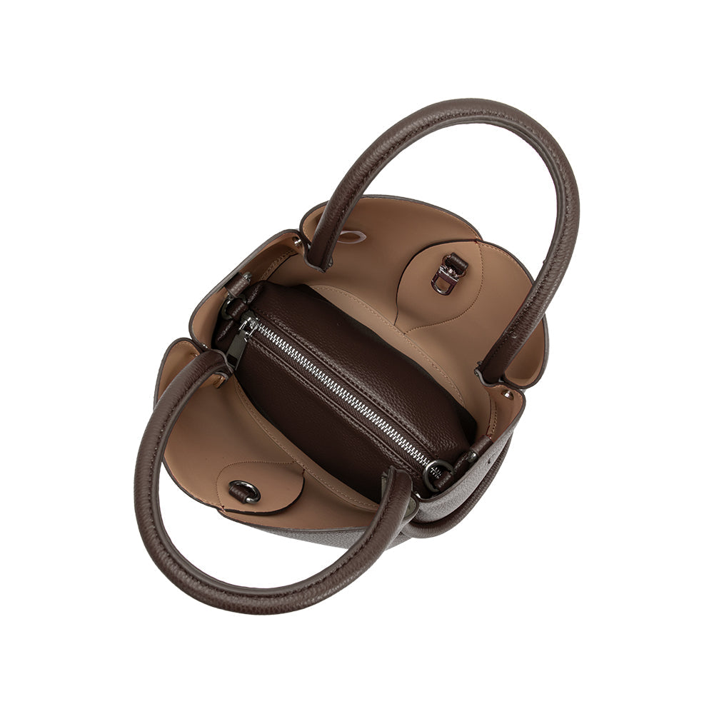 Melie Bianco Chocolate Tulip Recycled Vegan Leather Crossbody Top Handle Bag