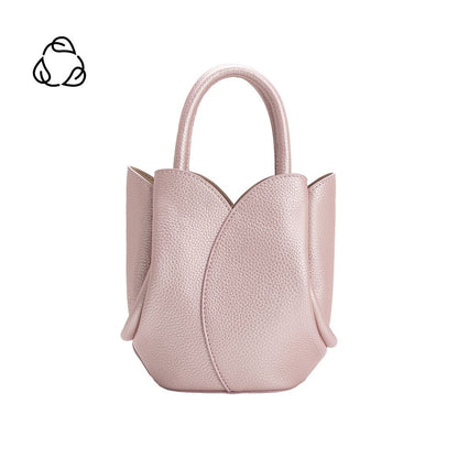 Melie Bianco Metallic Pink Tulip Mini Recycled Vegan Leather Top Handle Bag