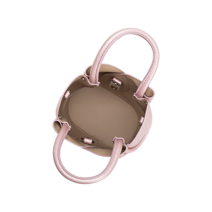 Melie Bianco Metallic Pink Tulip Mini Recycled Vegan Leather Top Handle Bag