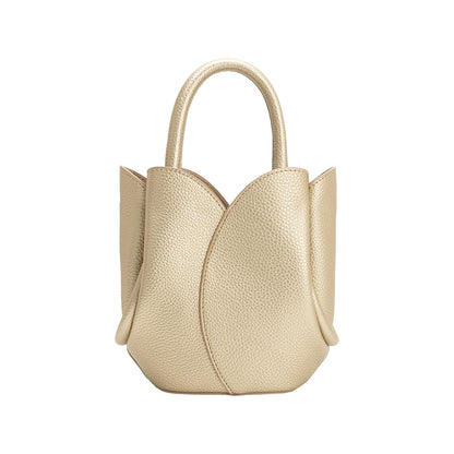 Melie Bianco Metallic Gold Tulip Mini Recycled Vegan Leather Top Handle Bag