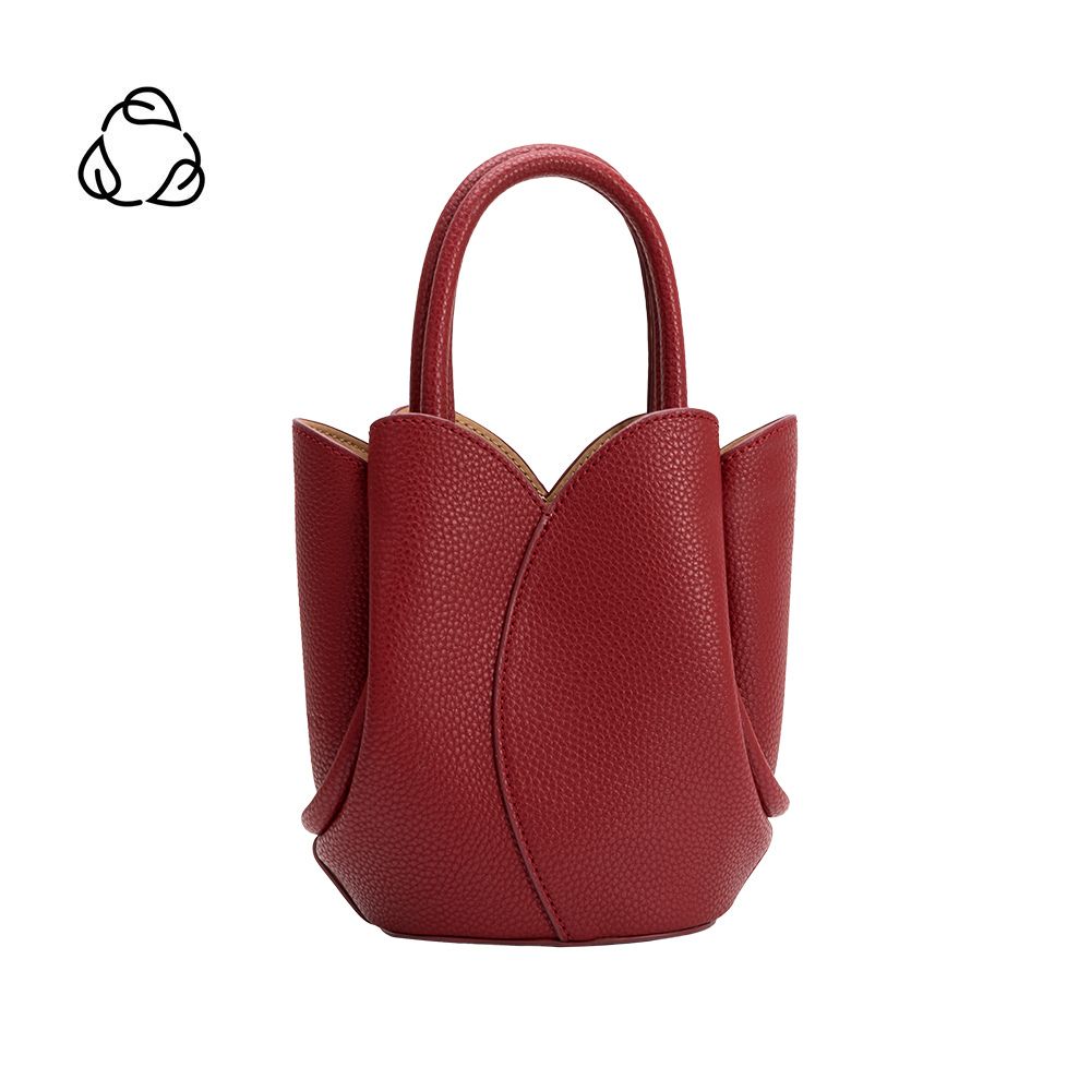 Melie Bianco Red Tulip Mini Recycled Vegan Leather Top Handle Bag