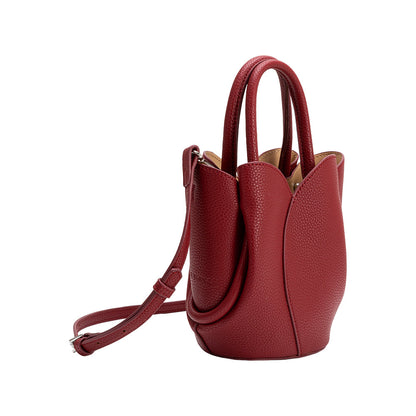 Melie Bianco Red Tulip Mini Recycled Vegan Leather Top Handle Bag