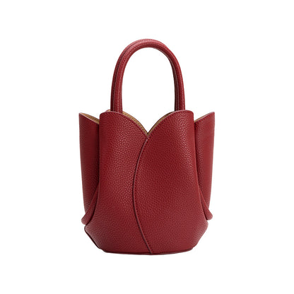 Melie Bianco Red Tulip Mini Recycled Vegan Leather Top Handle Bag