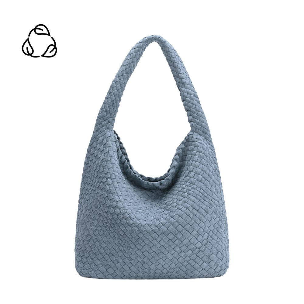 Melie Bianco Chambray Johanna Large Recycled Vegan Suede Shoulder Bag