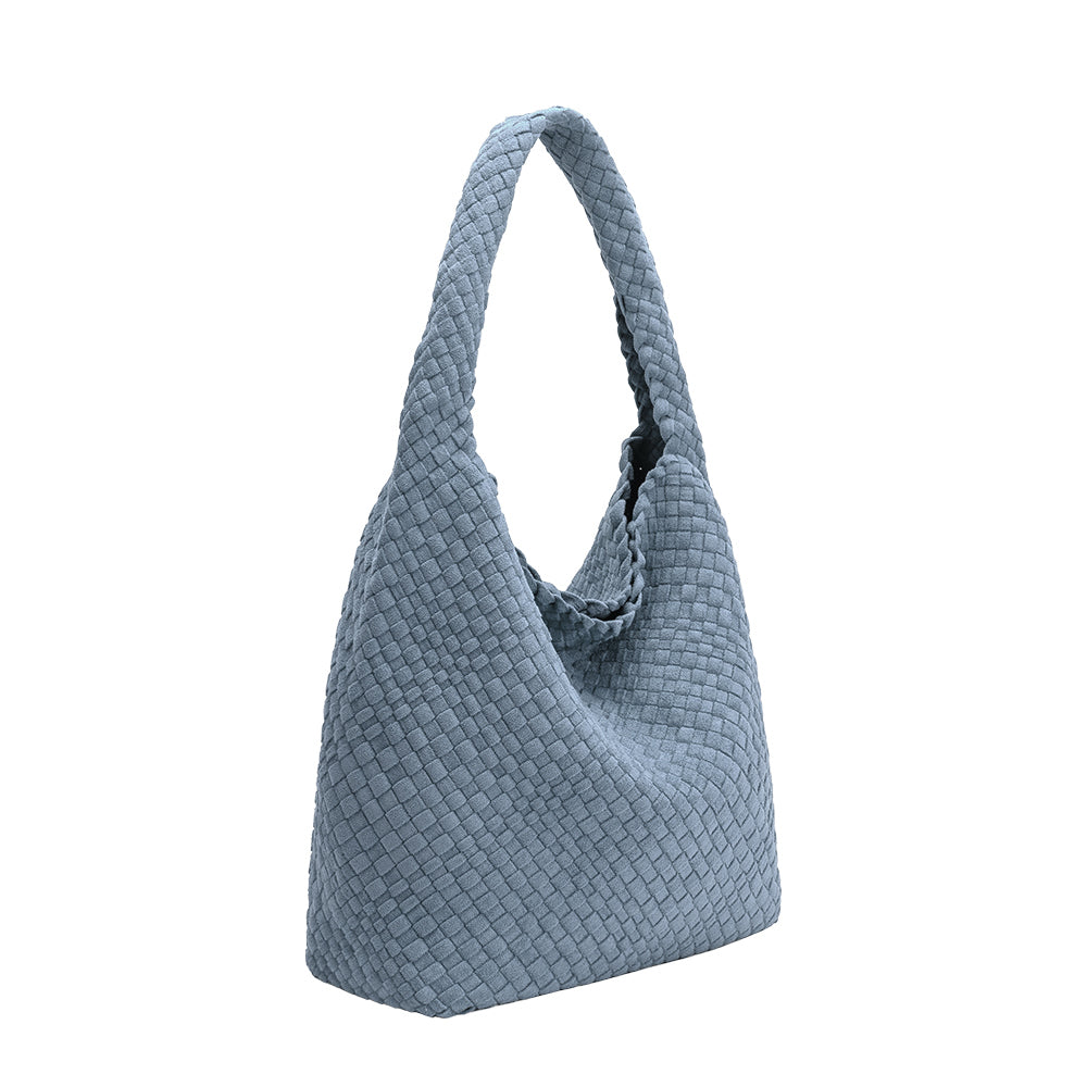 Melie Bianco Chambray Johanna Large Recycled Vegan Suede Shoulder Bag