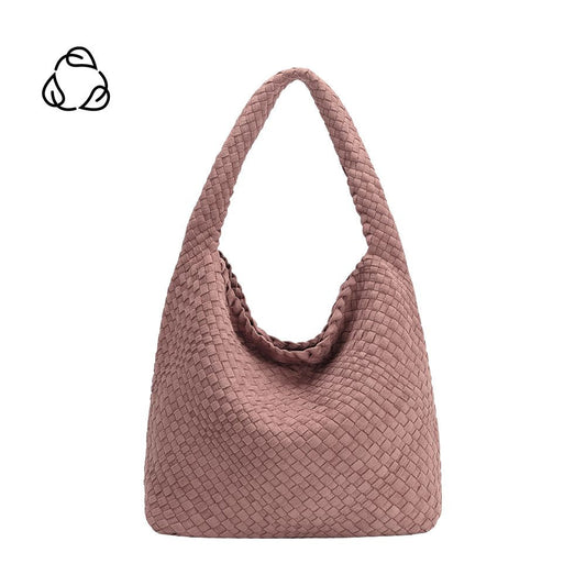 Melie Bianco Mauve Johanna Large Recycled Vegan Suede Shoulder Bag