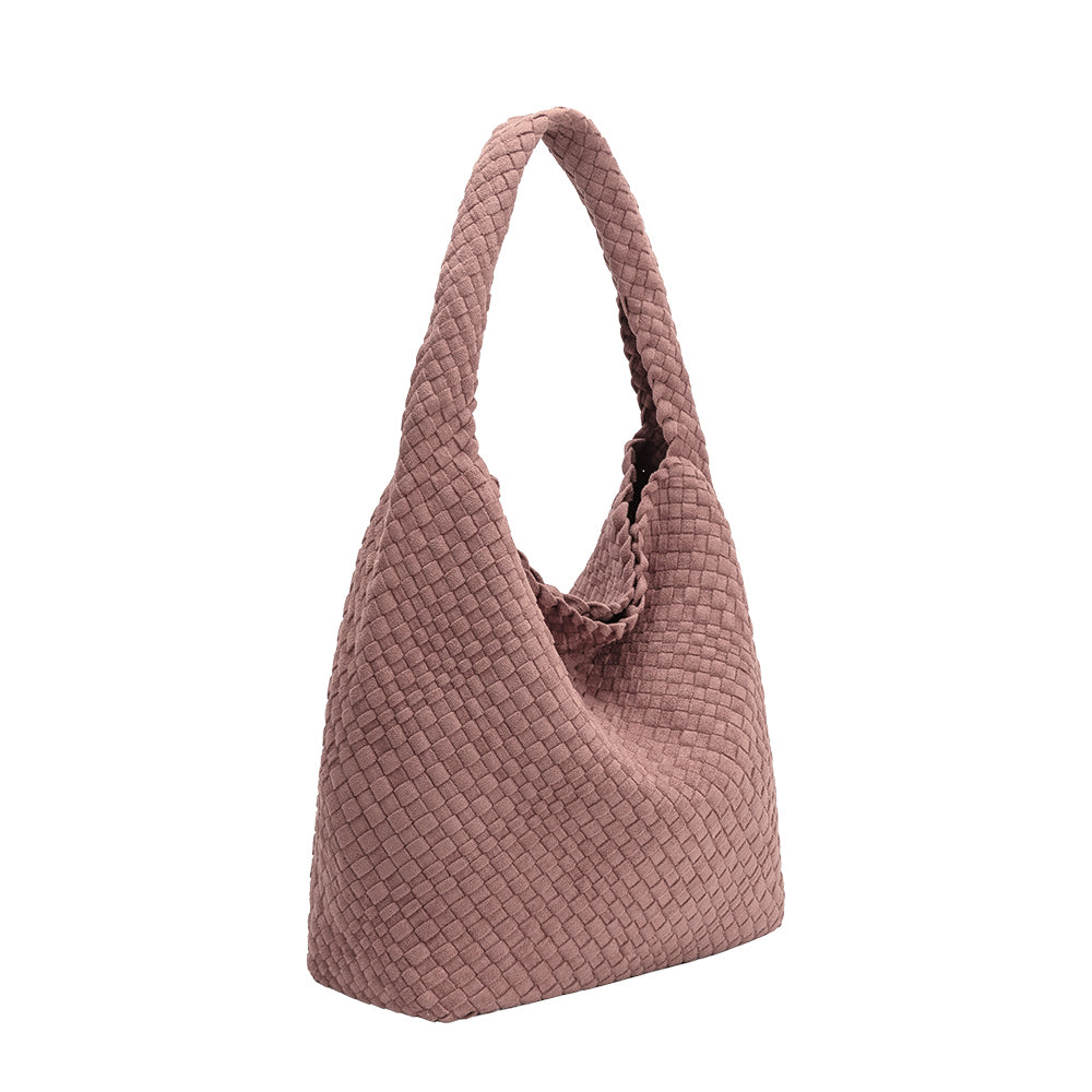 Melie Bianco Mauve Johanna Large Recycled Vegan Suede Shoulder Bag