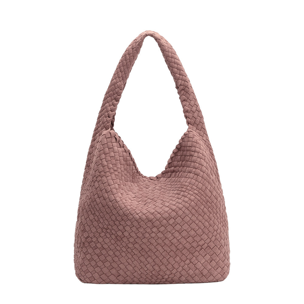 Melie Bianco Mauve Johanna Large Recycled Vegan Suede Shoulder Bag