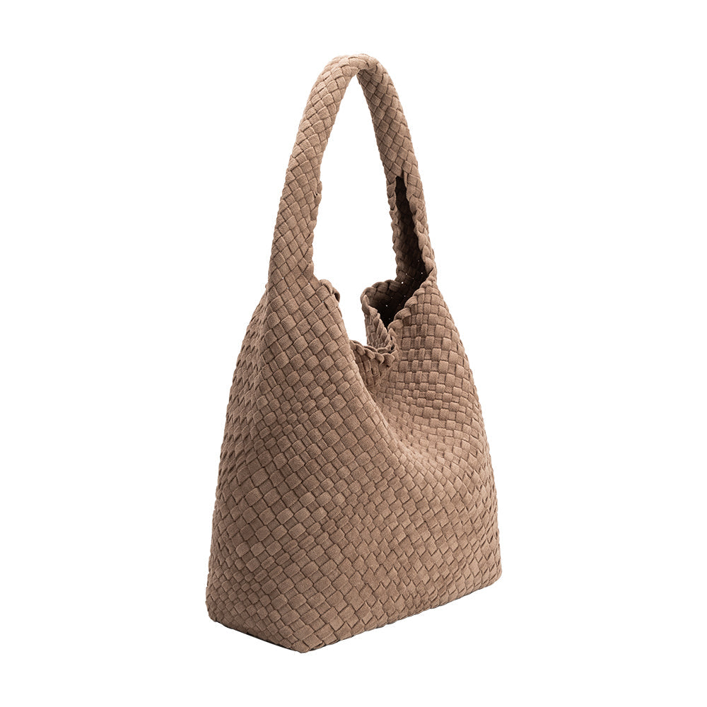 Melie Bianco Clay Johanna Large Recycled Vegan Suede Shoulder Bag