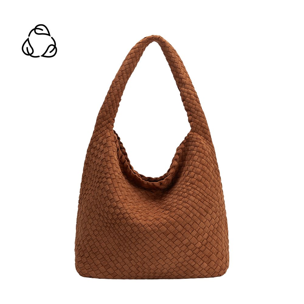 Melie Bianco Tan Johanna Large Recycled Vegan Suede Shoulder Bag