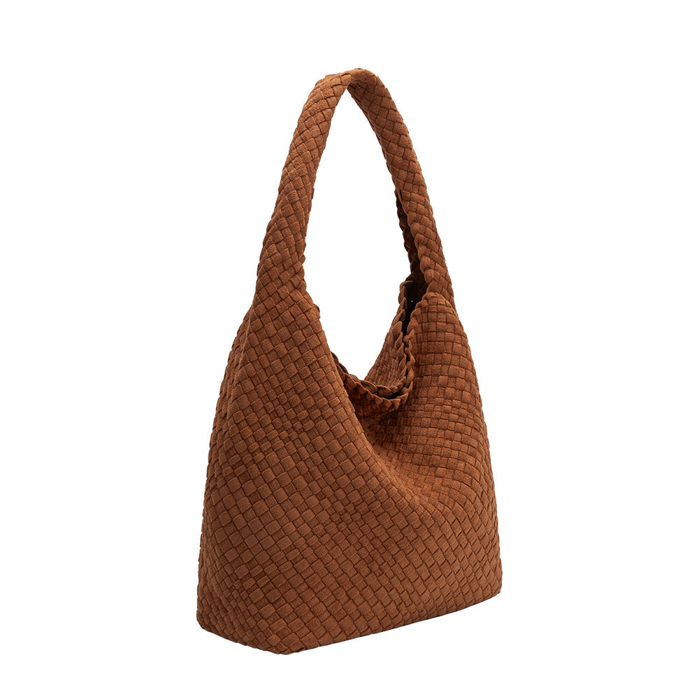 Melie Bianco Tan Johanna Large Recycled Vegan Suede Shoulder Bag