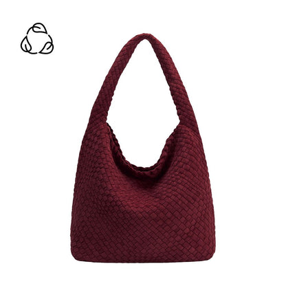 Melie Bianco Burgundy Johanna Large Recycled Vegan Suede Shoulder Bag