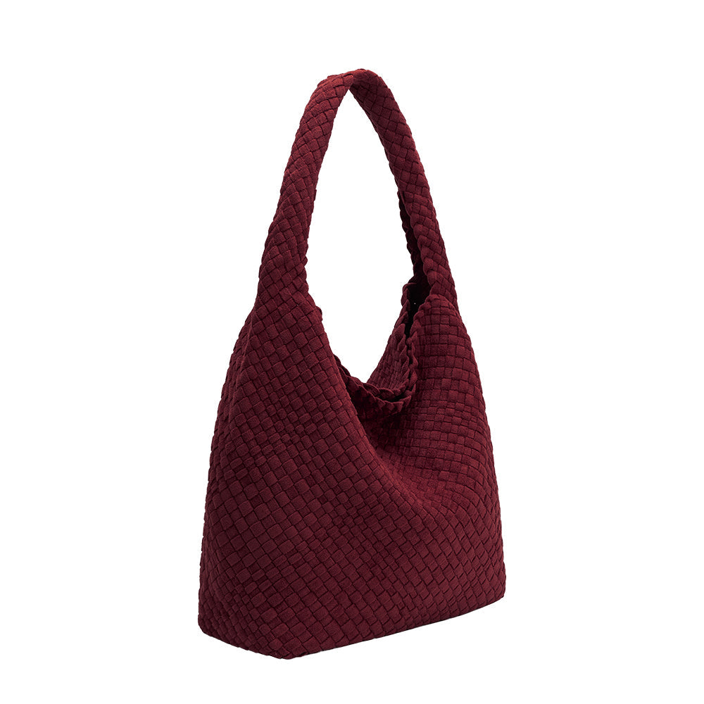 Melie Bianco Burgundy Johanna Large Recycled Vegan Suede Shoulder Bag