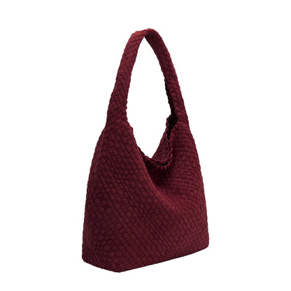 Melie Bianco Burgundy Johanna Large Recycled Vegan Suede Shoulder Bag
