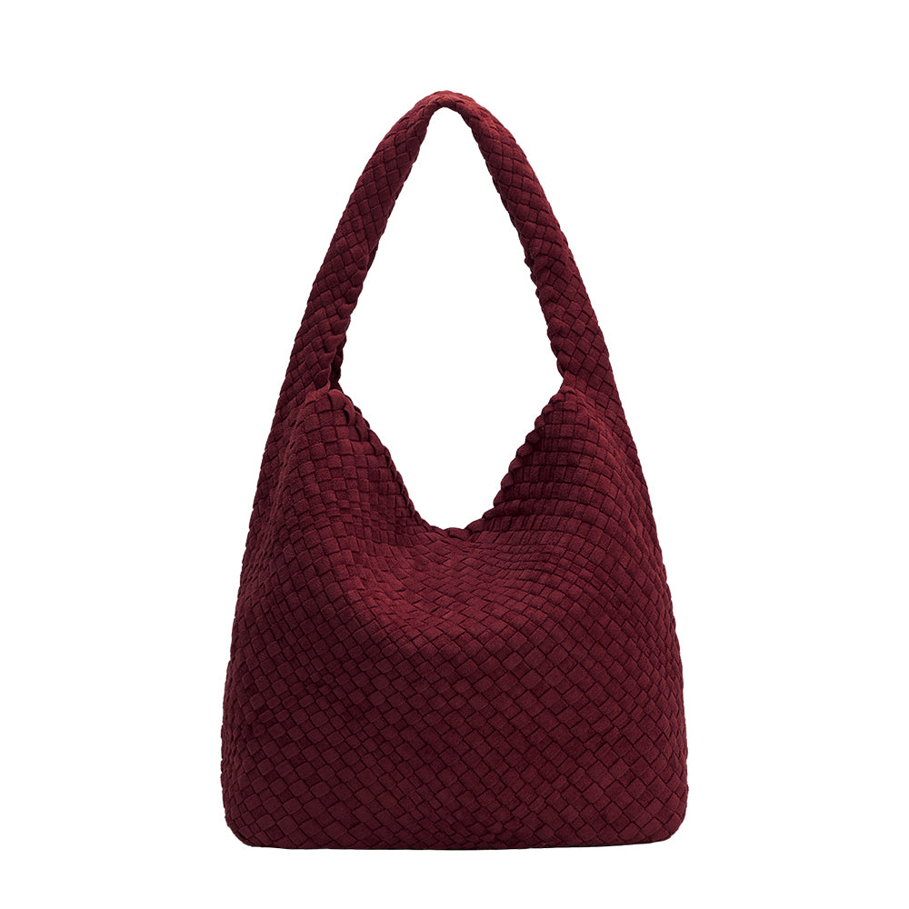 Melie Bianco Burgundy Johanna Large Recycled Vegan Suede Shoulder Bag
