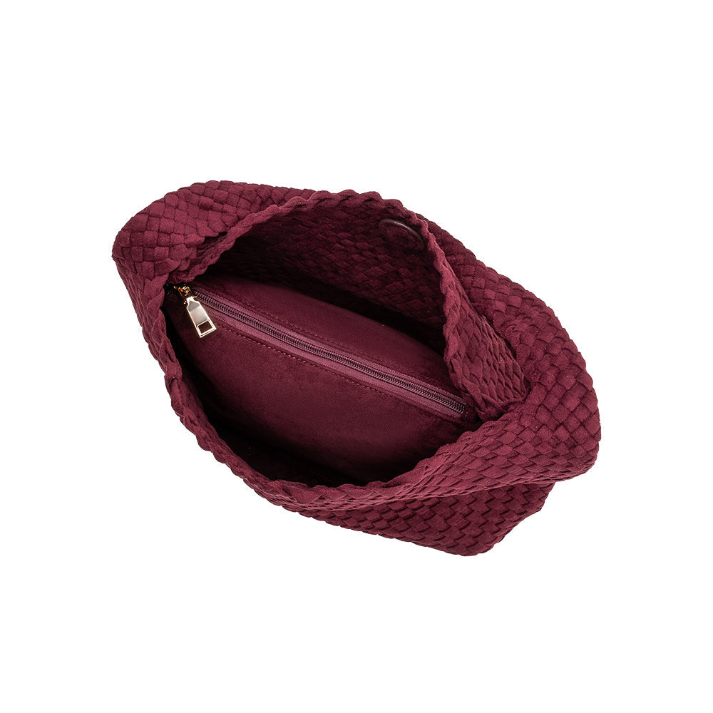 Melie Bianco Burgundy Johanna Large Recycled Vegan Suede Shoulder Bag