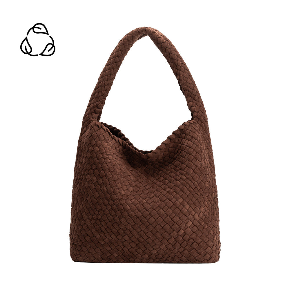 Melie Bianco Tobacco Johanna Large Recycled Vegan Suede Shoulder Bag
