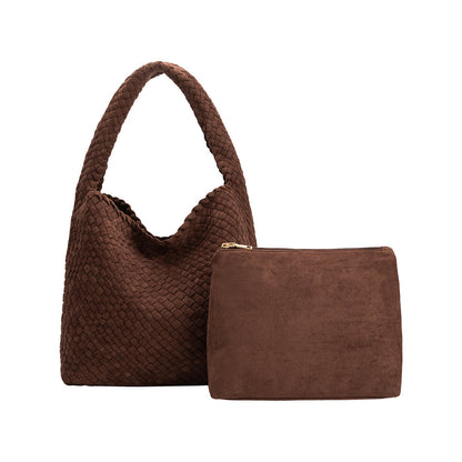 Melie Bianco Tobacco Johanna Large Recycled Vegan Suede Shoulder Bag