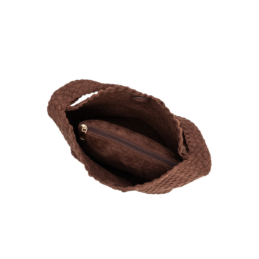 Melie Bianco Tobacco Johanna Large Recycled Vegan Suede Shoulder Bag
