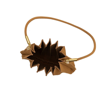 Melie Bianco Camel Carrie Medium Vegan Suede Pleated Shoulder Bag
