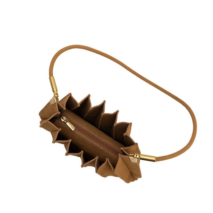Melie Bianco Camel Carrie Medium Vegan Suede Pleated Shoulder Bag
