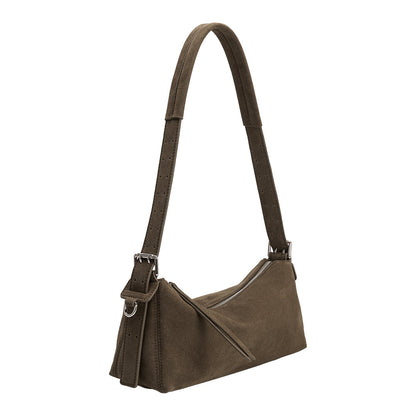 Melie Bianco Olive Valeria Recycled Vegan Suede Shoulder Bag