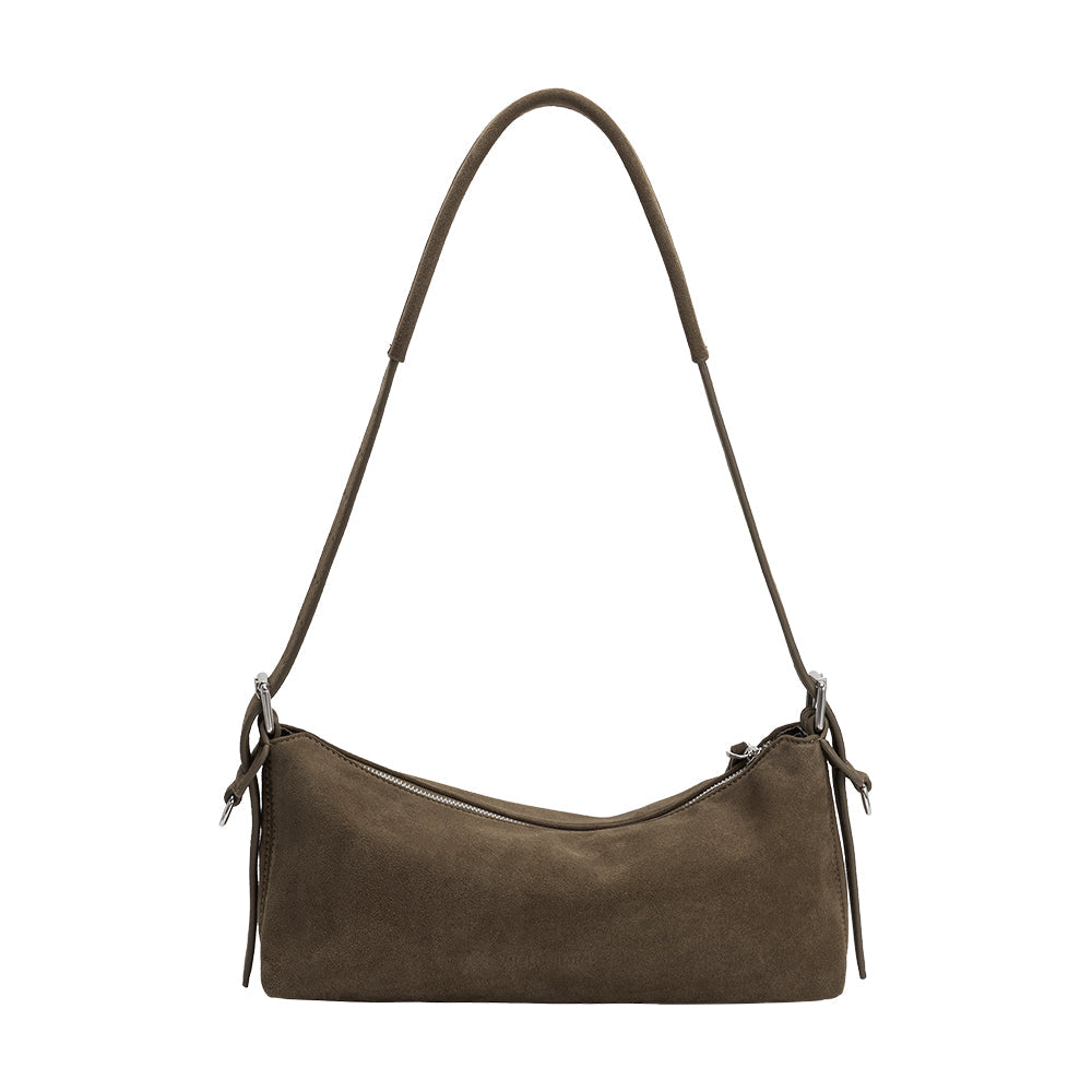 Melie Bianco Olive Valeria Recycled Vegan Suede Shoulder Bag