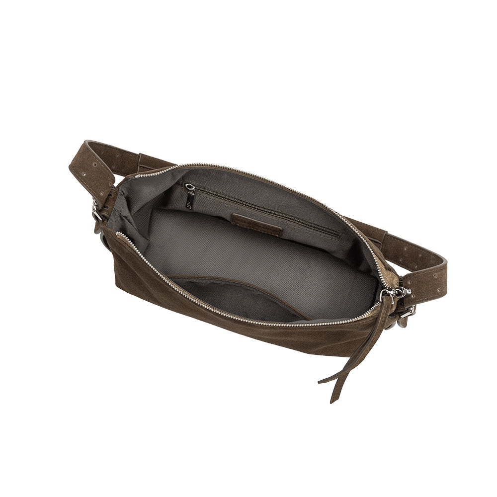 Melie Bianco Olive Valeria Recycled Vegan Suede Shoulder Bag