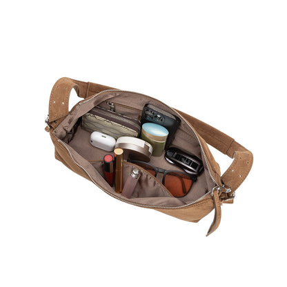 Melie Bianco Olive Valeria Recycled Vegan Suede Shoulder Bag