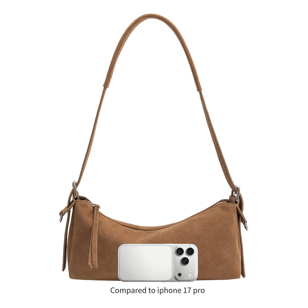 Melie Bianco Olive Valeria Recycled Vegan Suede Shoulder Bag