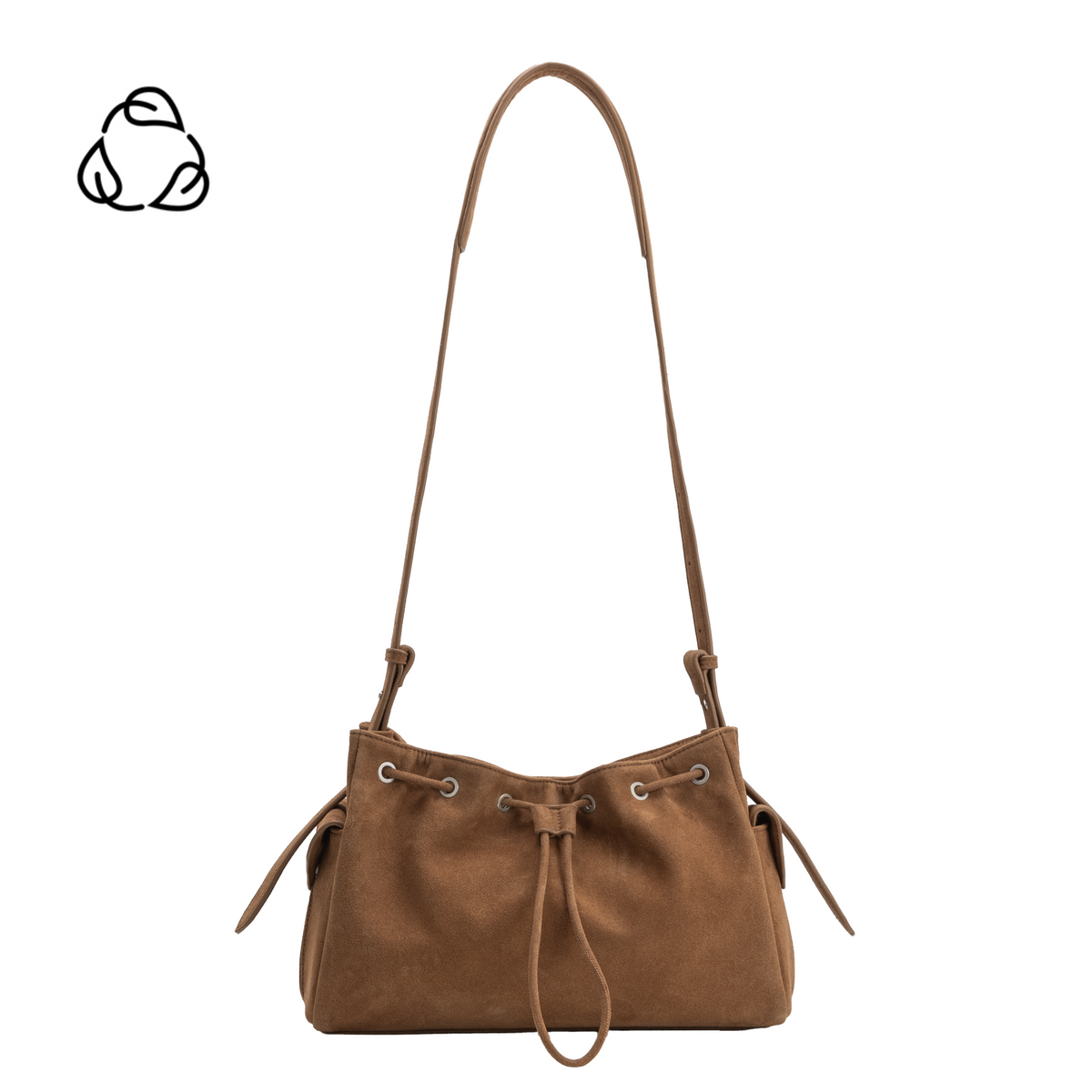 Melie Bianco Camel Rhuby Recycled Vegan Suede Shoulder Bag