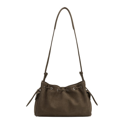 Melie Bianco Olive Rhuby Recycled Vegan Suede Shoulder Bag
