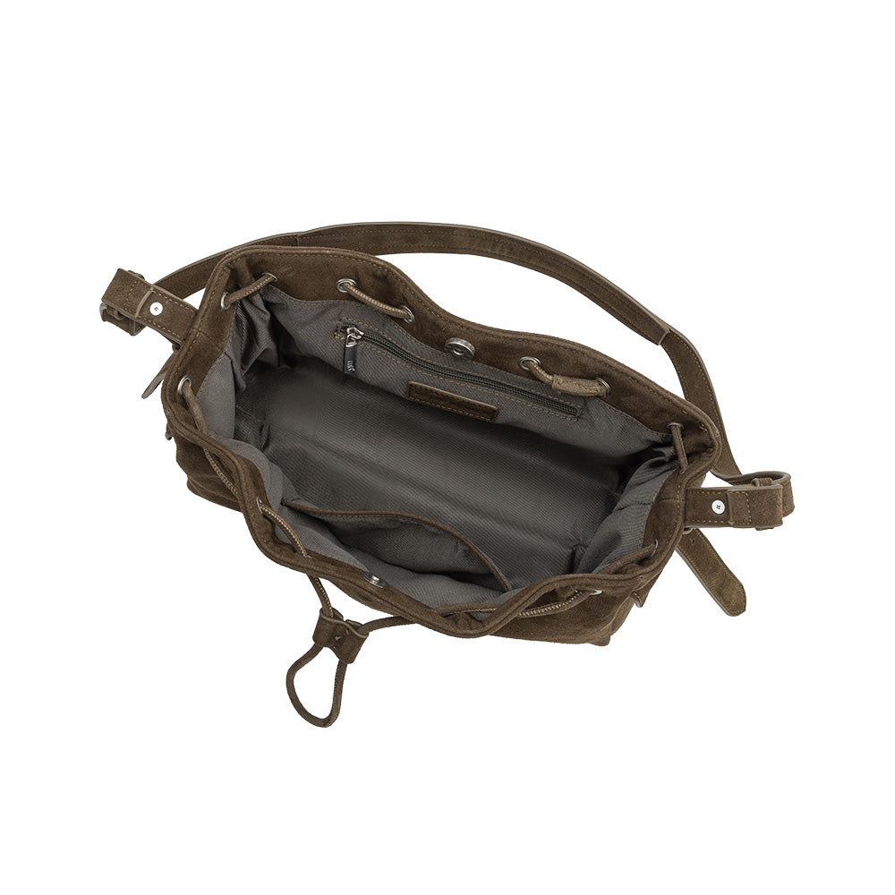 Melie Bianco Olive Rhuby Recycled Vegan Suede Shoulder Bag