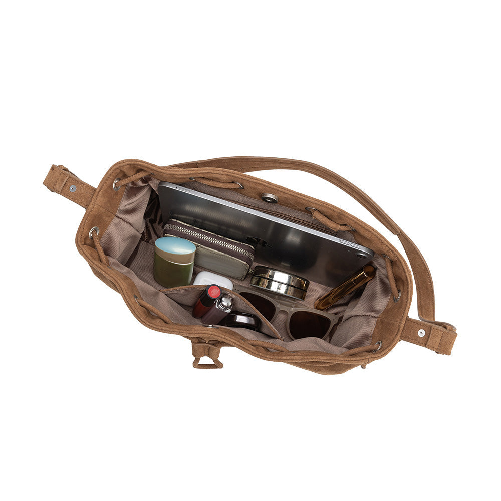 Melie Bianco Olive Rhuby Recycled Vegan Suede Shoulder Bag