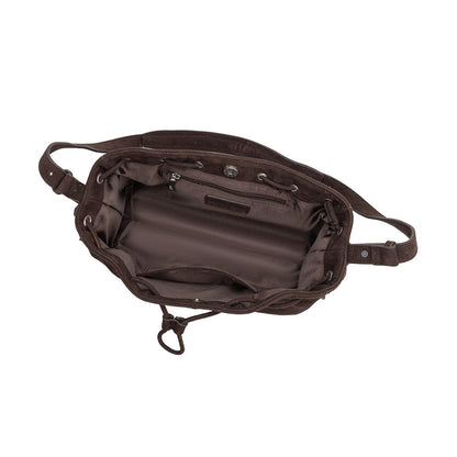 Melie Bianco Chocolate Rhuby Recycled Vegan Suede Shoulder Bag