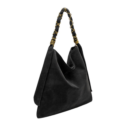 Melie Bianco Black Venus Recycled Vegan Suede Tote Bag
