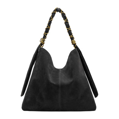Melie Bianco Black Venus Recycled Vegan Suede Tote Bag