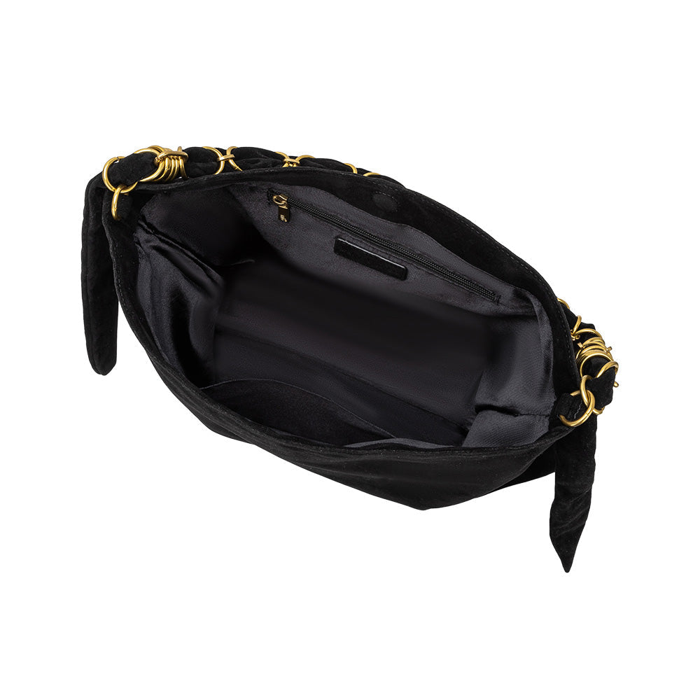 Melie Bianco Black Venus Recycled Vegan Suede Tote Bag