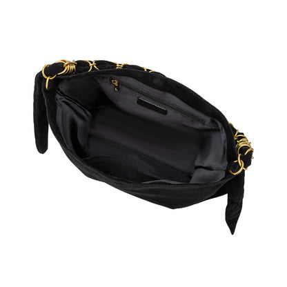 Melie Bianco Black Venus Recycled Vegan Suede Tote Bag